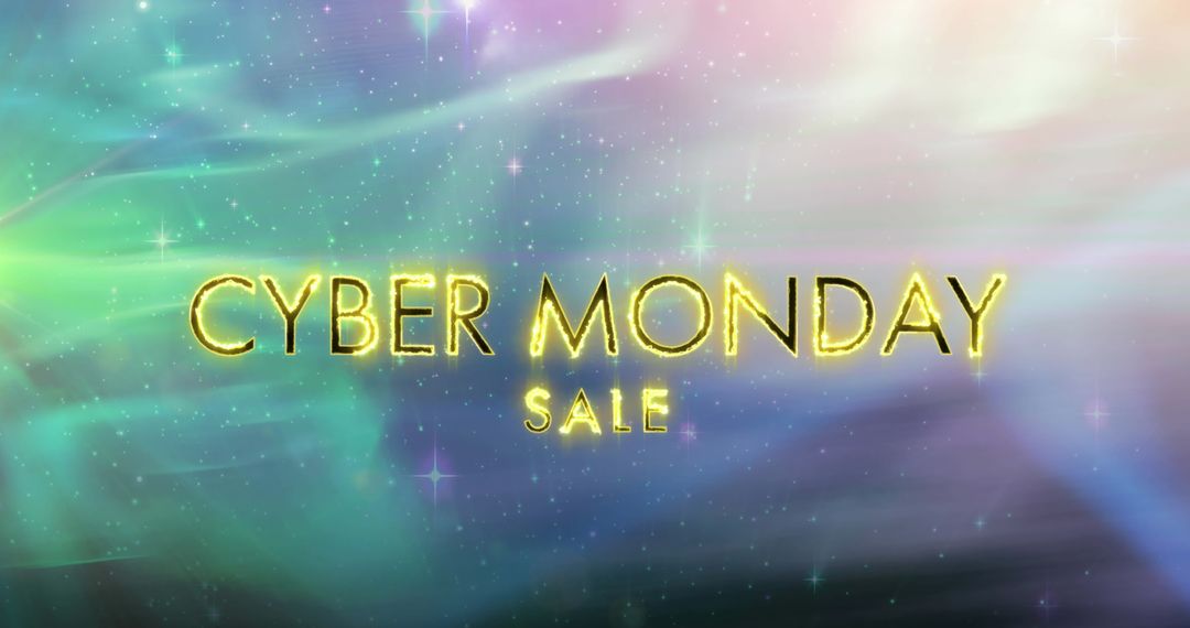 Cyber Monday Sale with Glowing Colorful Background