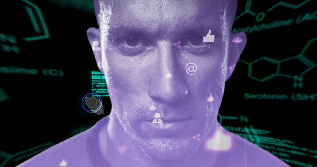 Futuristic Tech Analyst Engaged in Serotonin Data Examination