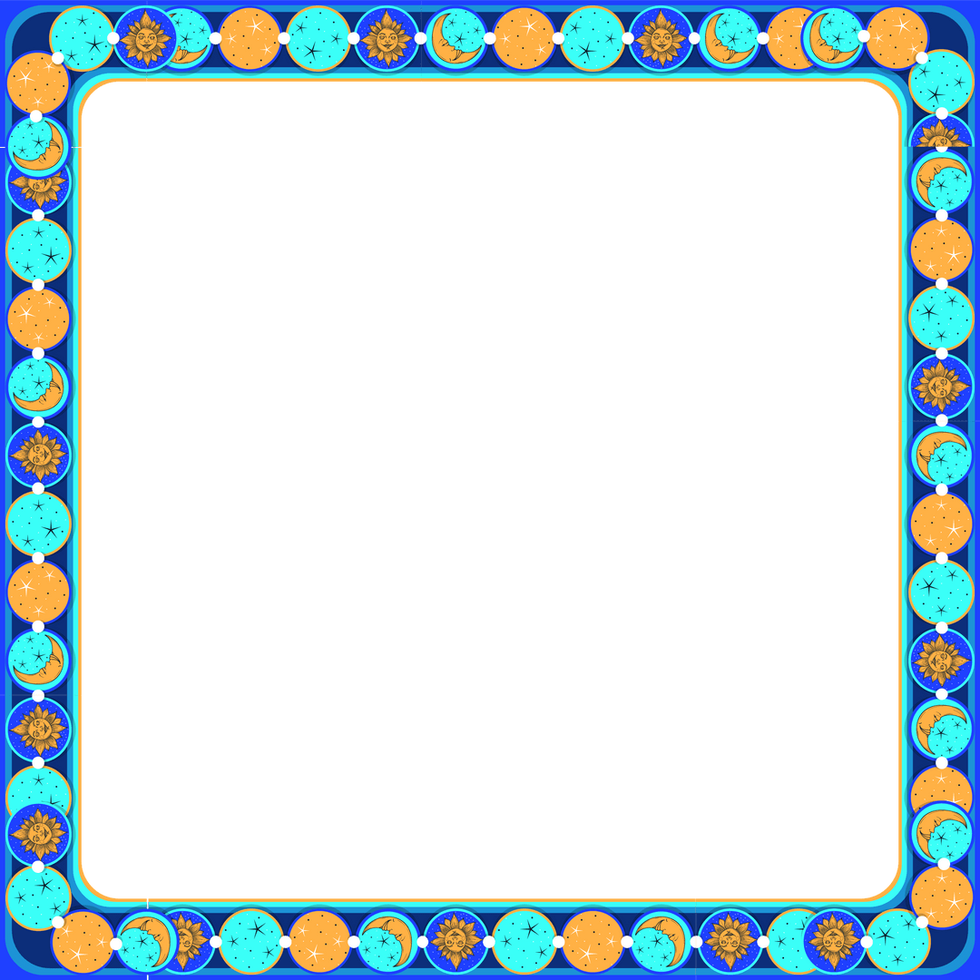 Transparent Mystical Square Frame with Ornamental Geometric Pattern