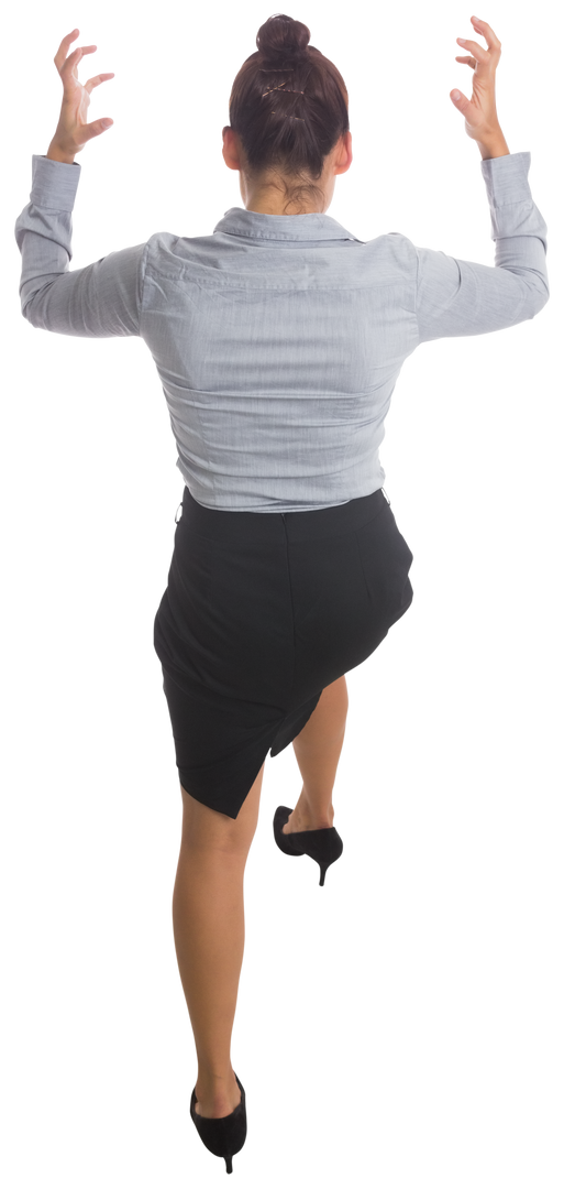 Furious Caucasian Businesswoman with Raised Arms on Transparent Background - Download Free Stock Images Pikwizard.com