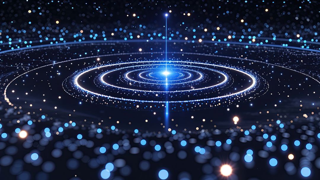 Glowing Central Core with Pulsating Rings in Futuristic Space