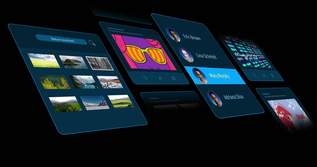 Futuristic Digital Interface with Social Media Profiles