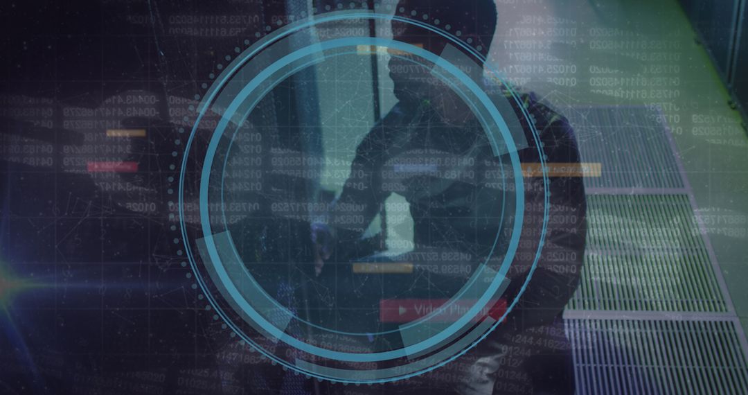 Futuristic Technology Interface in Data Center Room