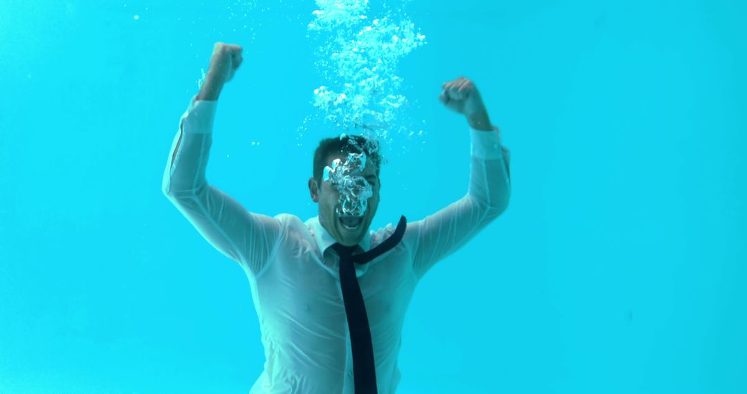 Businessman Swimming Underwater in Suit Success Celebration - Free Images, Stock Photos and Pictures on Pikwizard.com