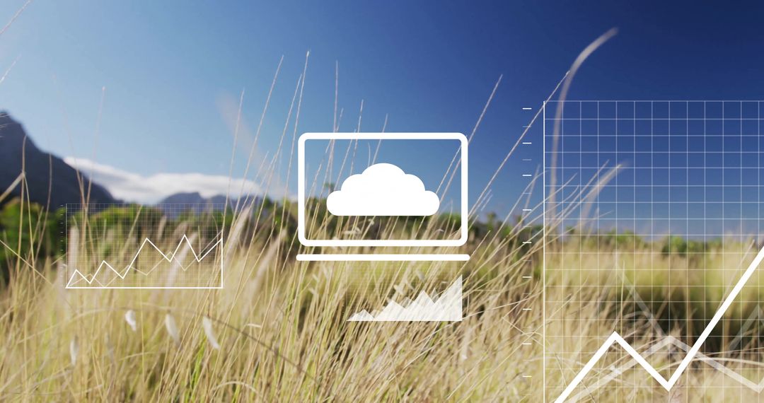 Innovative Data Analytics Overlaying Serene Grassland Scene