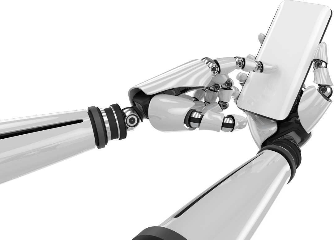 Robotic Arms with Smartphone on Transparent Background