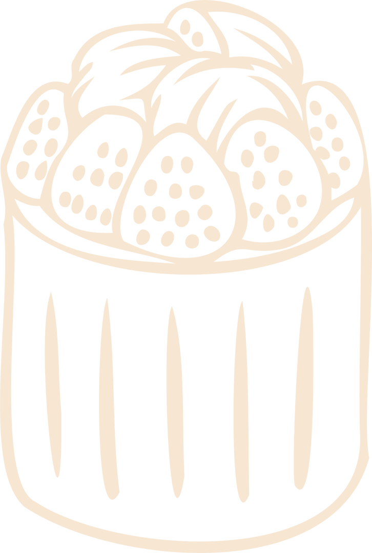 Monochrome Line Art of Fruit Tart on Transparent Background