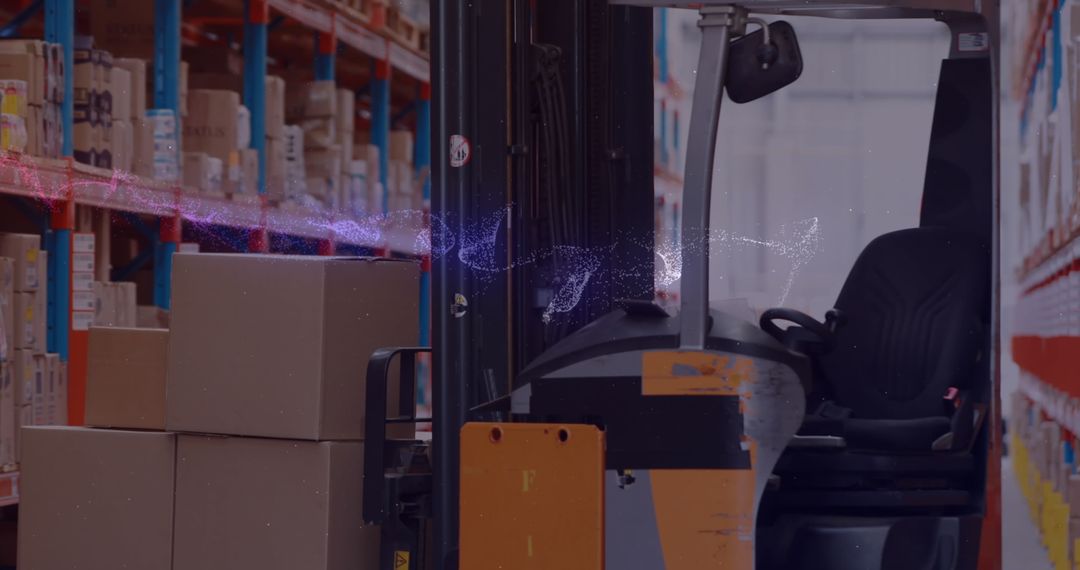 Advanced Forklift Technology in a Modern Warehouse