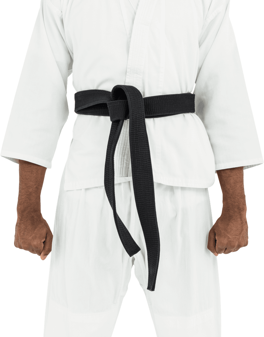 Transparent Karate Athlete Midsection Black Belt