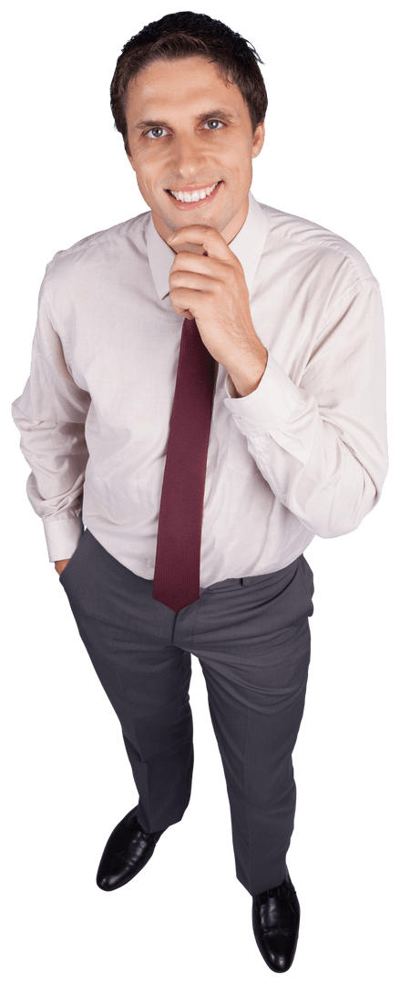 Confident Businessman Pondering in Formal Attire in Transparent Background