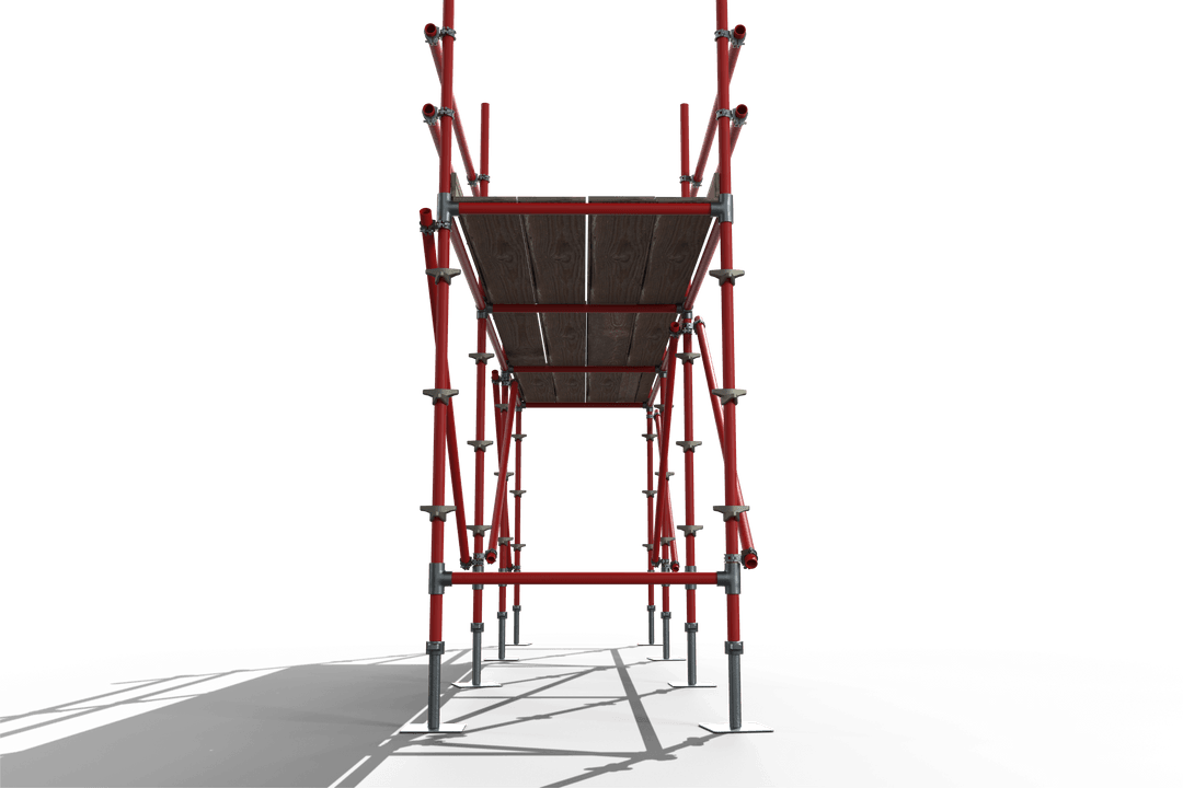 Transparent 3D Red Scaffolding Illustration with Shadow Effect