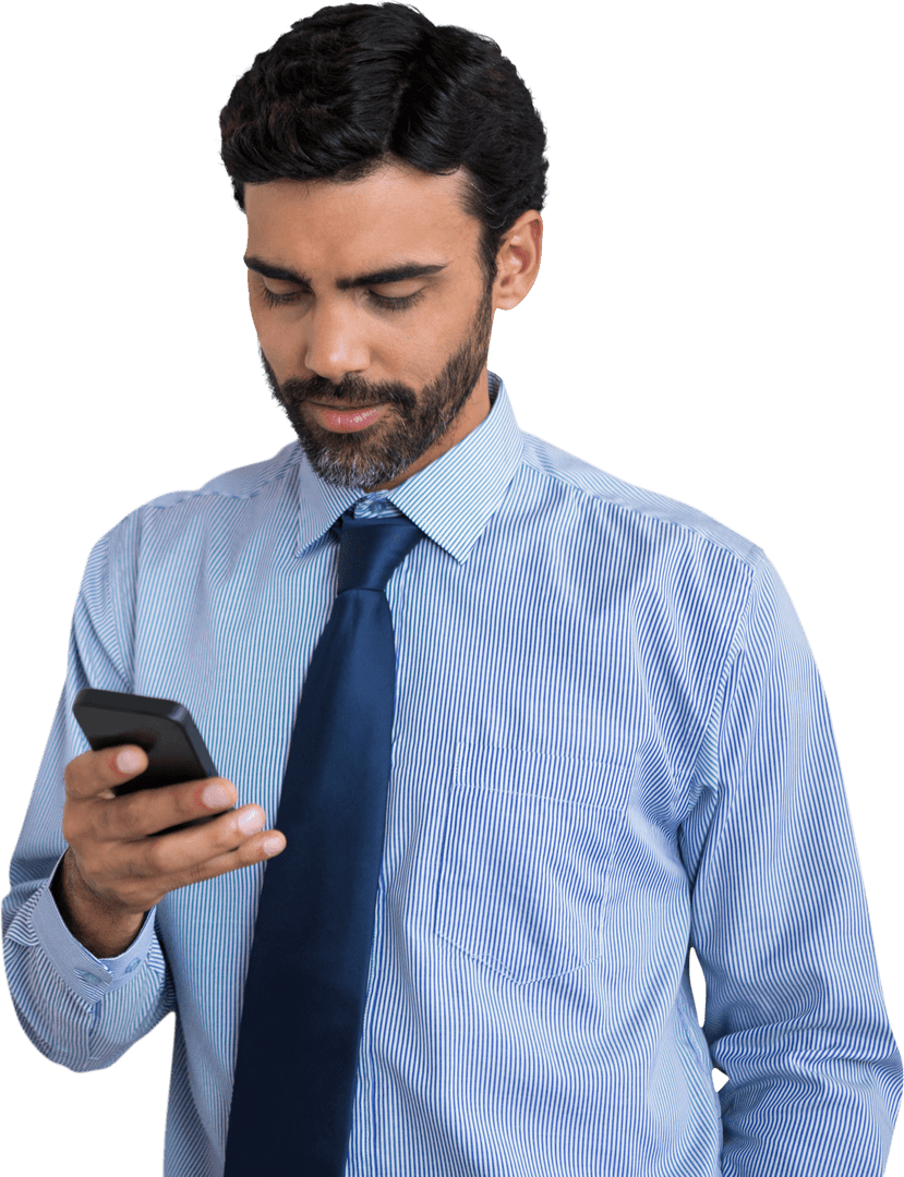 Transparent Businessman Using Smartphone for Communication