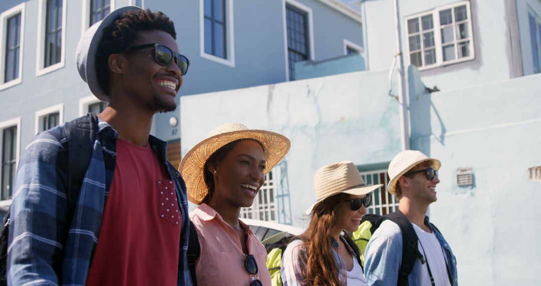Group of Friends Strolling on a Sunshine-Filled Day