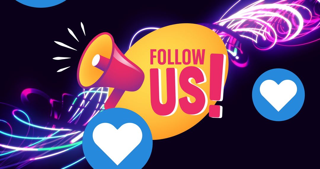 Dynamic Social Media Follow Us Promotion with Neon Accents