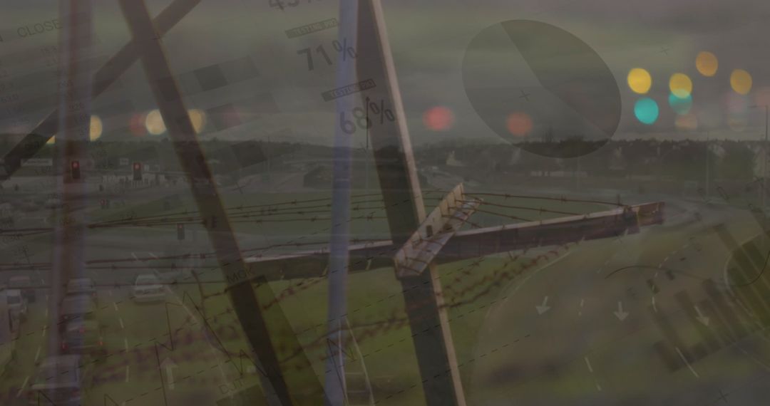 Electricity and Data Processing Concept with Pylon and Landscape