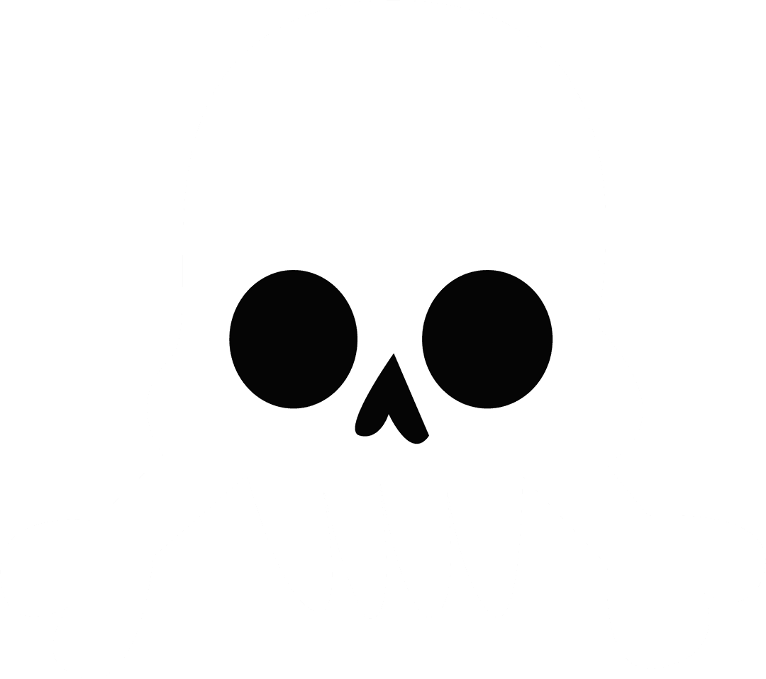 Cartoon Skull with Crossbones on Transparent Background