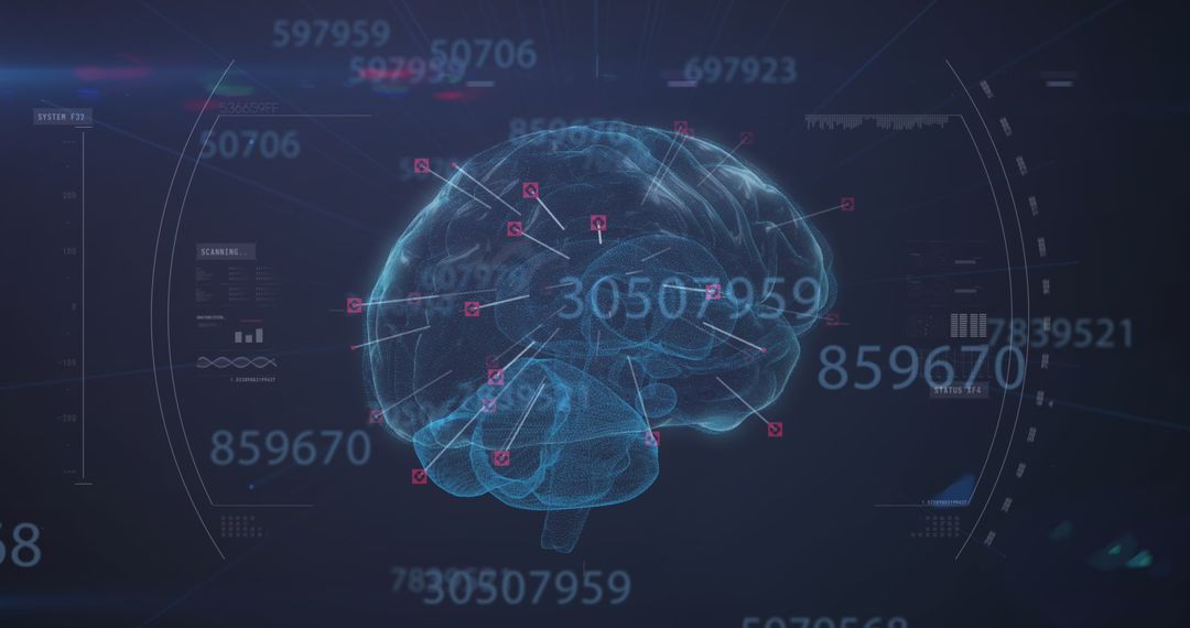 Futuristic Technology Brain with Data Visualization