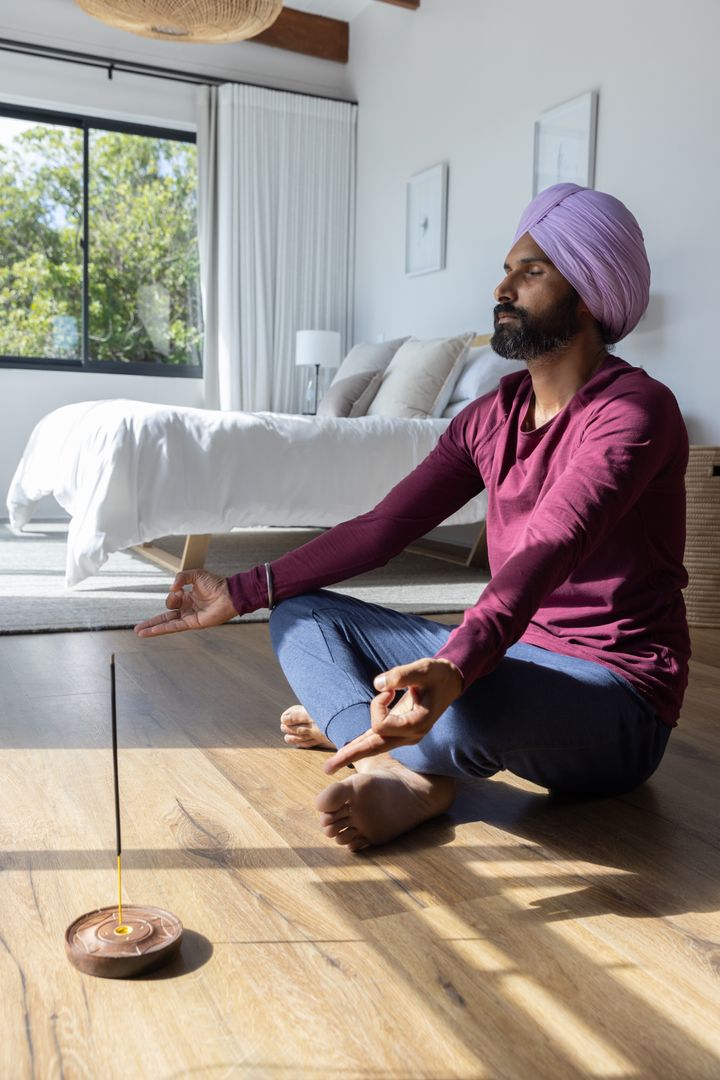 Tranquil Meditation in Minimalist Bedroom Setting