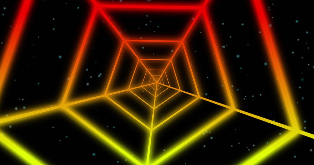 Vibrant Neon Optical Illusion Tunnel with Starfield