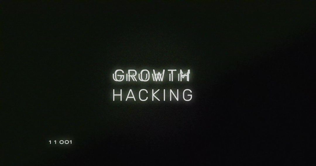 Futuristic Digital Screen Displaying Glitchy Growth Hacking Text