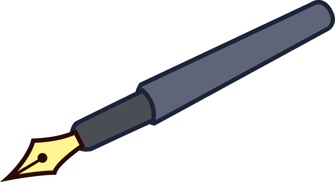 Elegant Fountain Pen With Gold Nib on Transparent Background