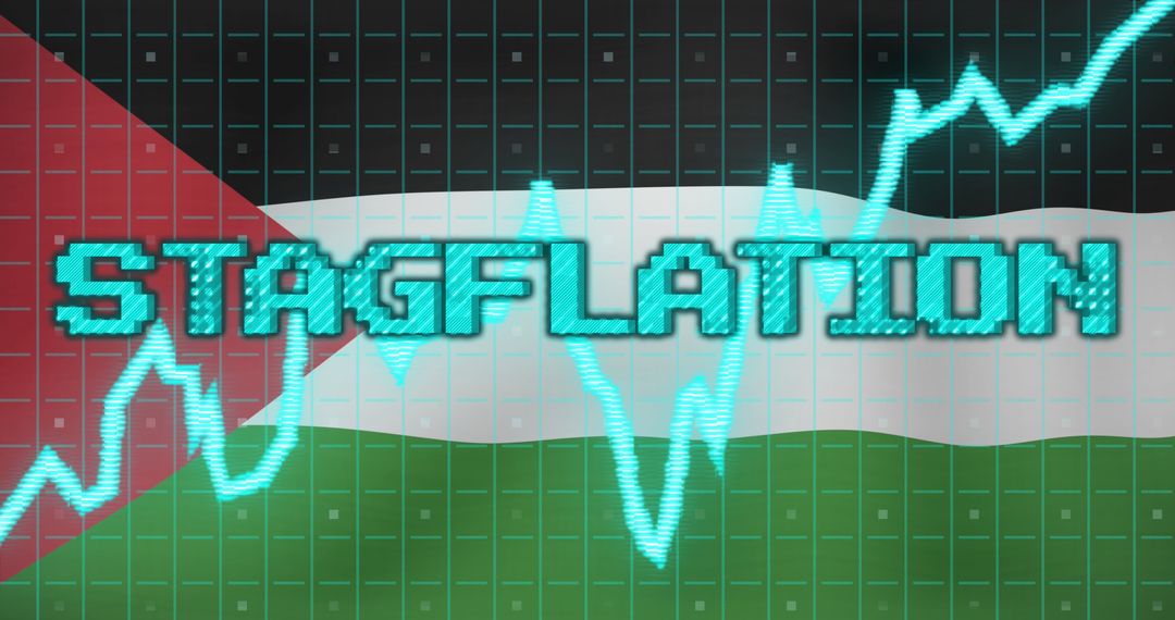 Stagflation Concept Overlaid on Palestinian Flag Background