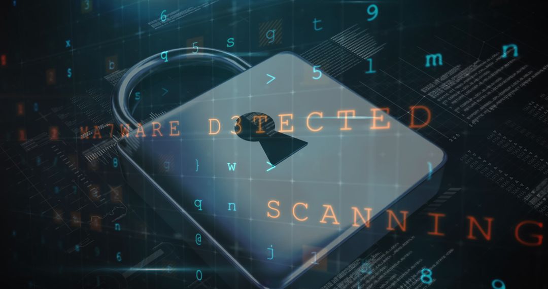 Cyber Security Alert Concept with Digital Lock and Malware Detection