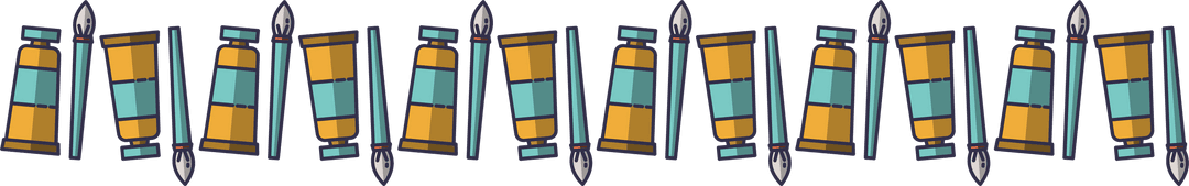 Transparent Pattern with Paint Tubes and Brushes for Art Design