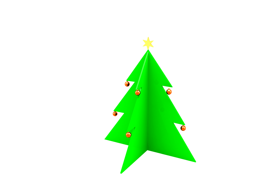 Stylized Christmas Tree with Ornaments on Transparent Background