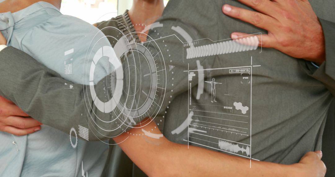 Person with Futuristic Data Interface Overlay Highlight