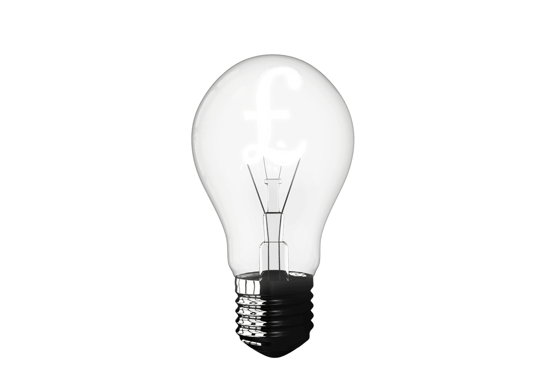Transparent Light Bulb with Illuminated Pound Symbol