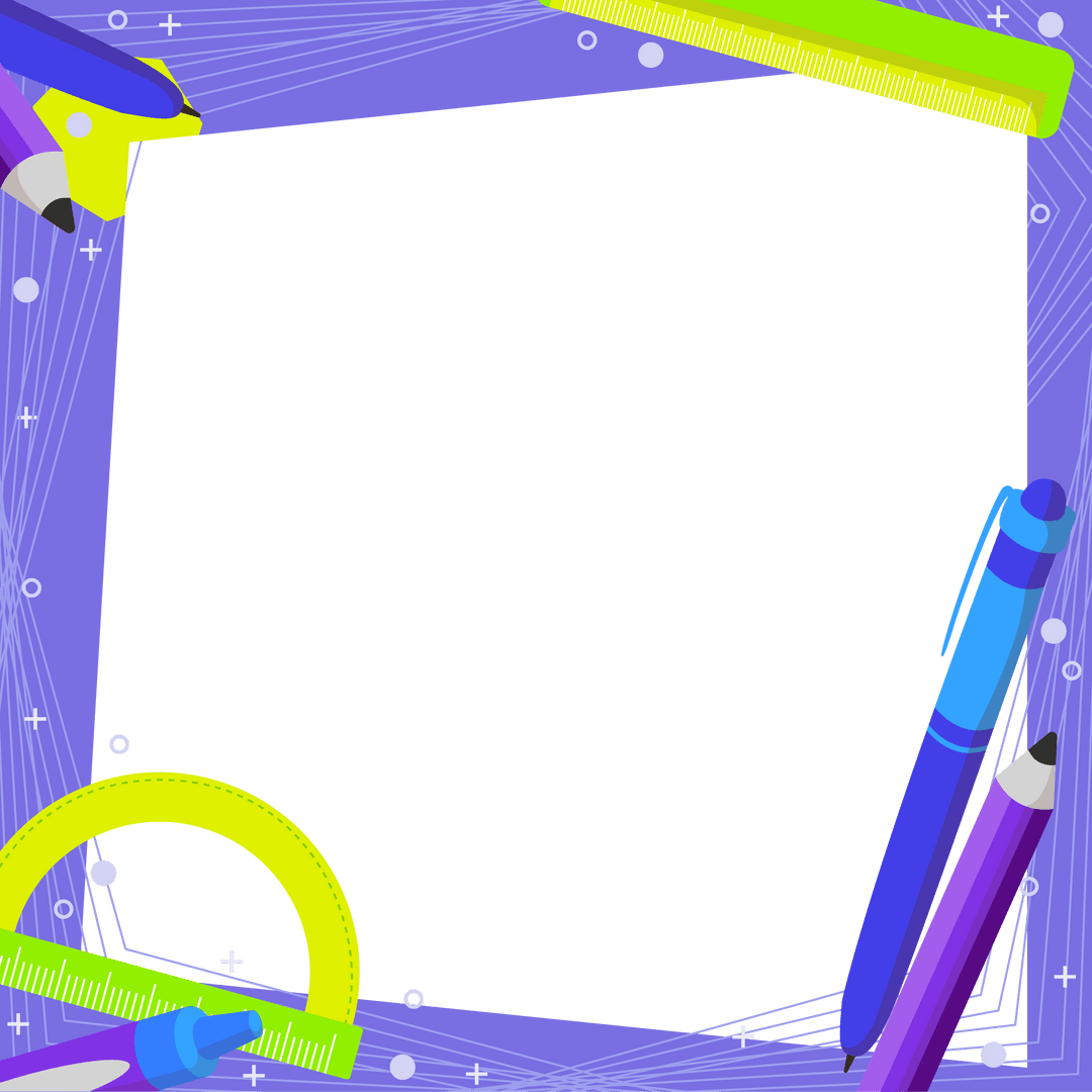 Transparent School Supplies Frame with Colorful Stationery