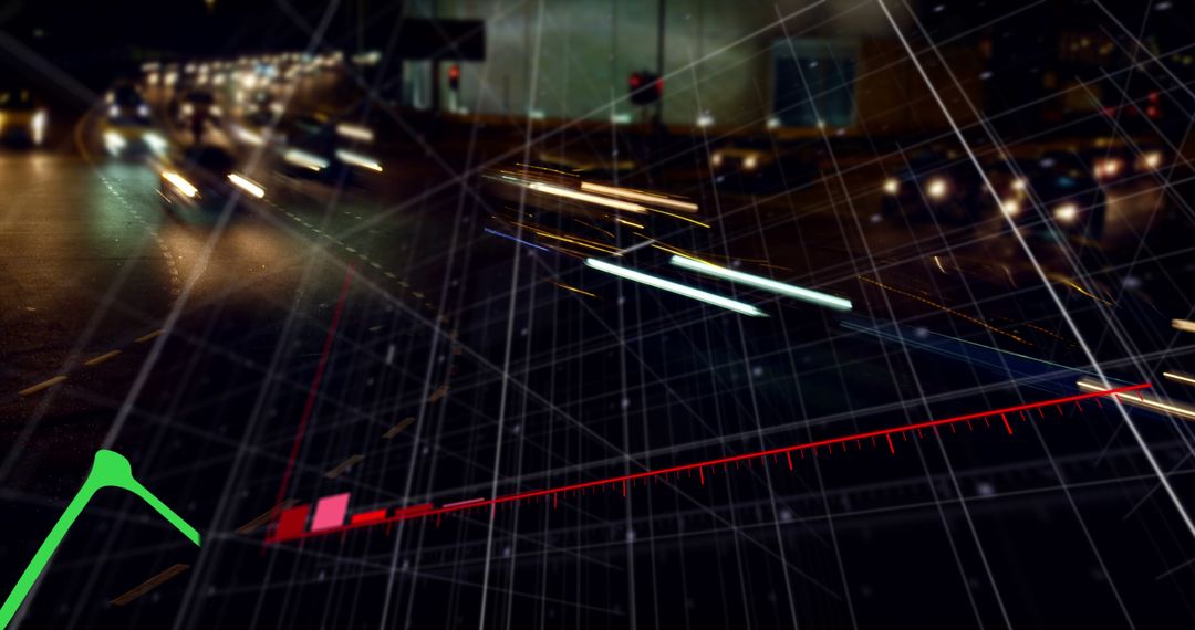 Abstract Business Graph Overlay with Night Cityscape