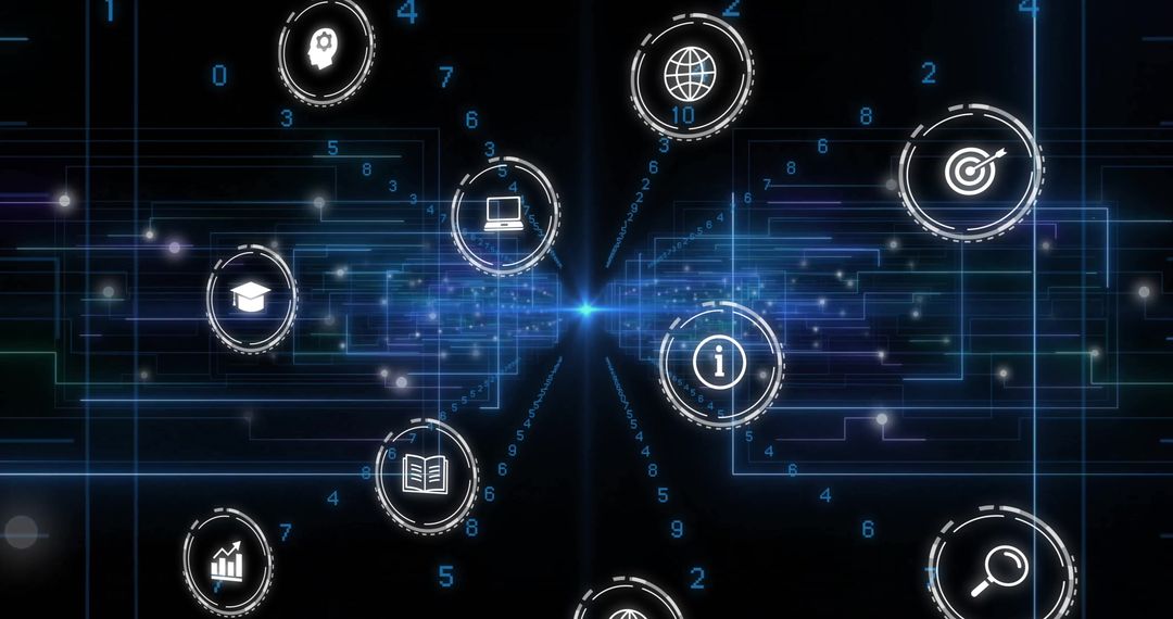 Digital Network with Business Icons and Data Interface