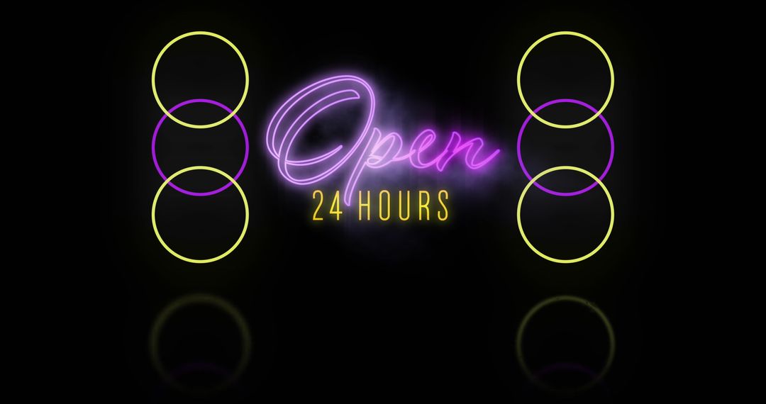 Neon Open 24 Hours Sign on Black
