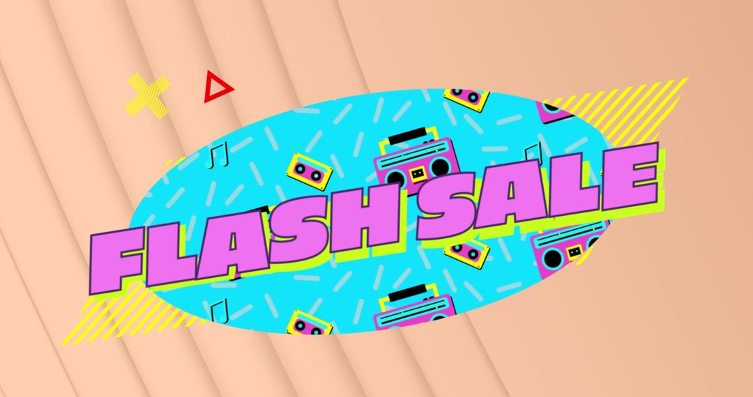 Retro Flash Sale Advertisement Banner with Vibrant Pattern