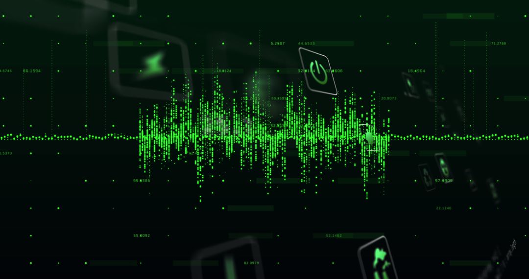 Ecology Icons on Digital Data Wave Interface