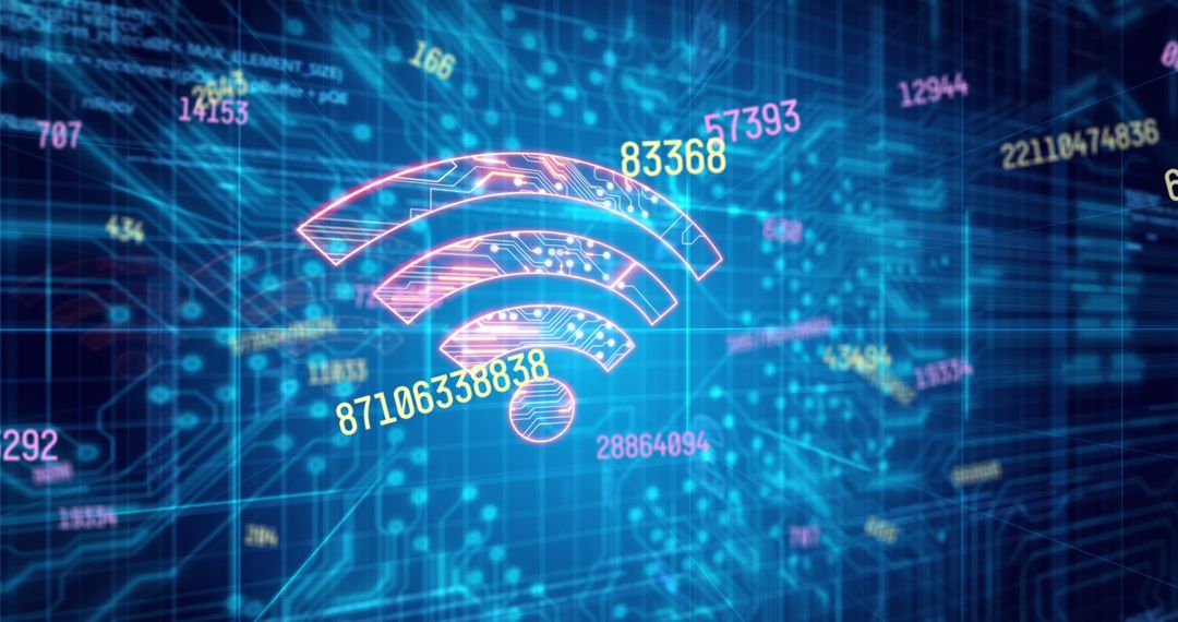 Digital Wi-Fi Connectivity Symbol with Data Flow Lines