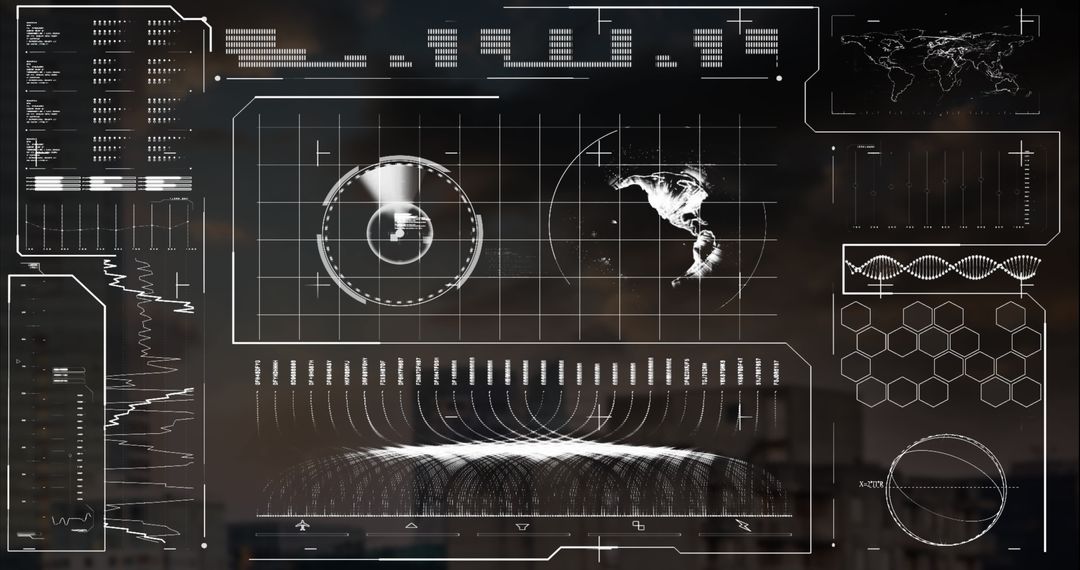 Tech Global Interface Digital Composite with Architectural Elements