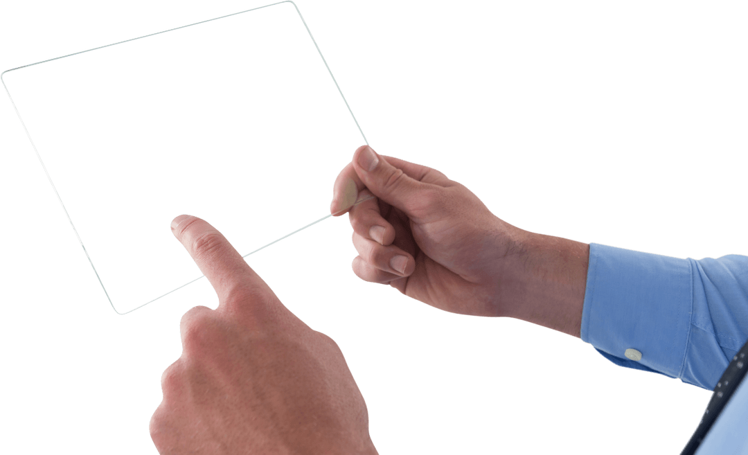 Hands Interacting with Transparent Glass Interface