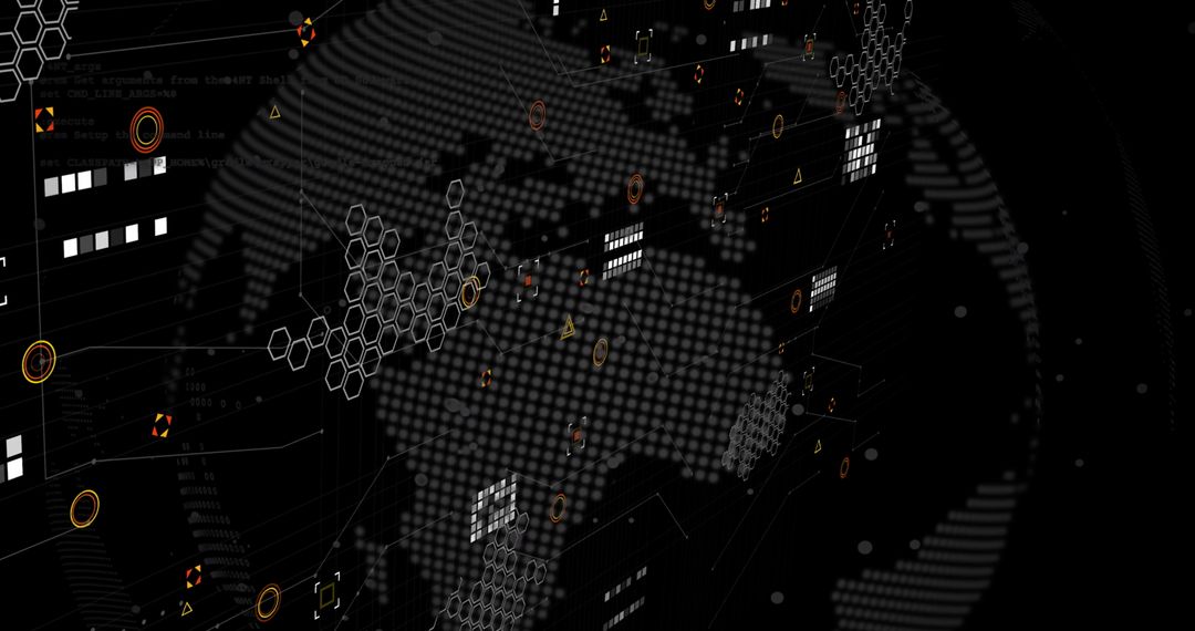 Futuristic Digital Data Visualization on Black Background