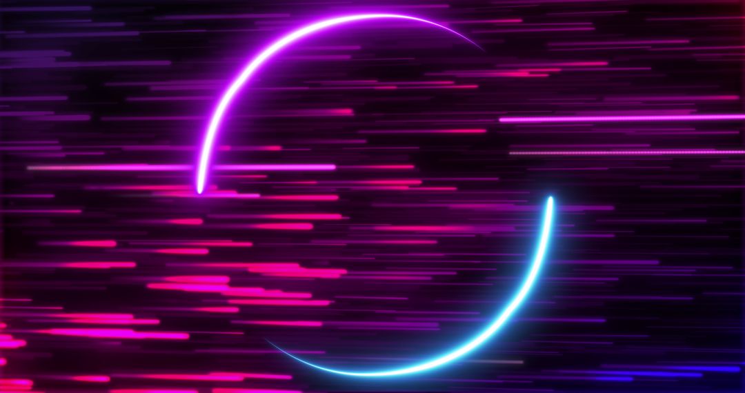 Futuristic Neon Light Circle with Rapid Red Trails