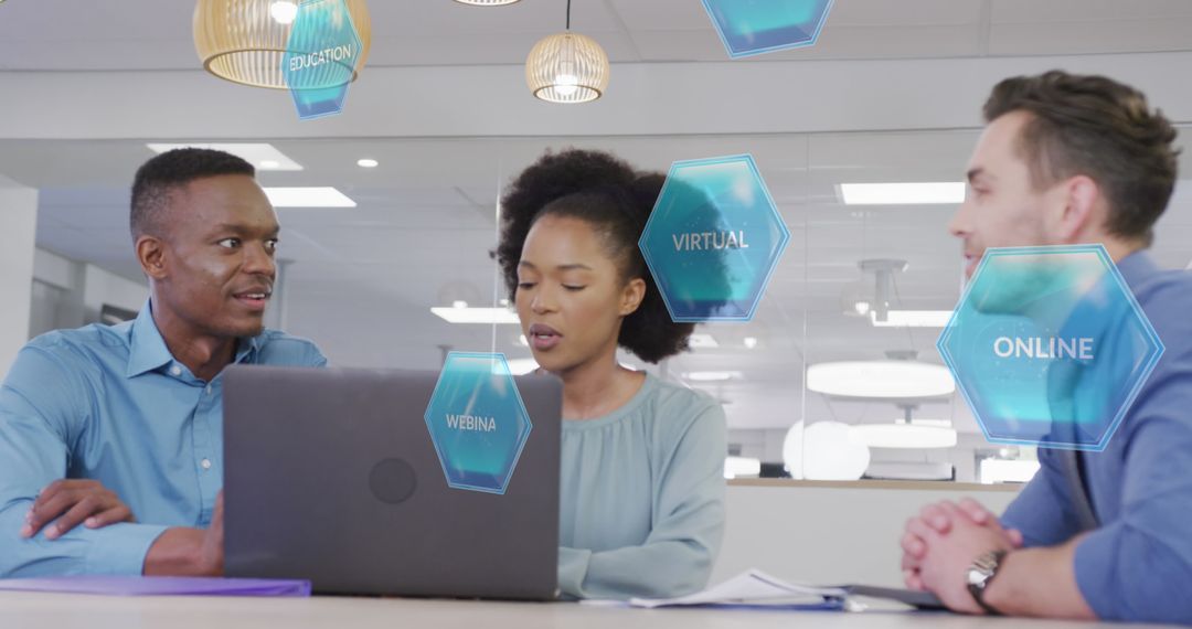 Professionals Collaborating with Financial Data Visualization