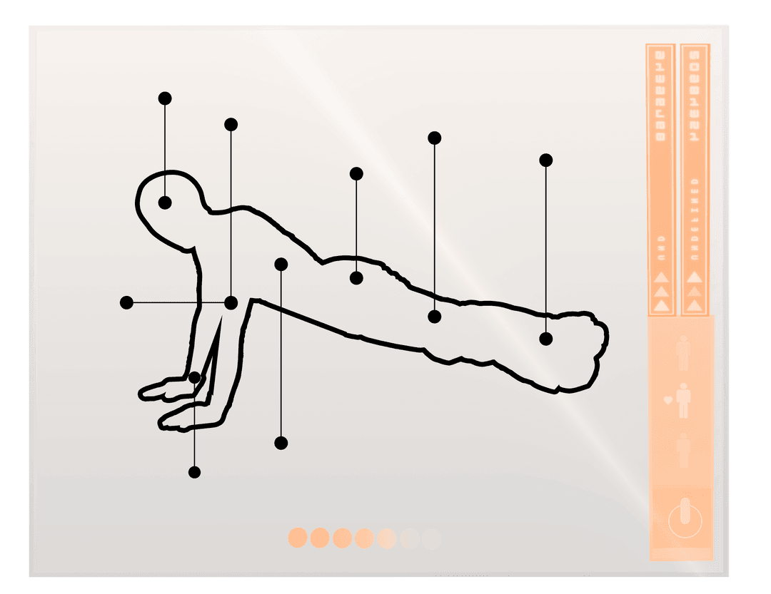 Transparent Screen Illustration of Man Doing Push-Ups in Digital Style