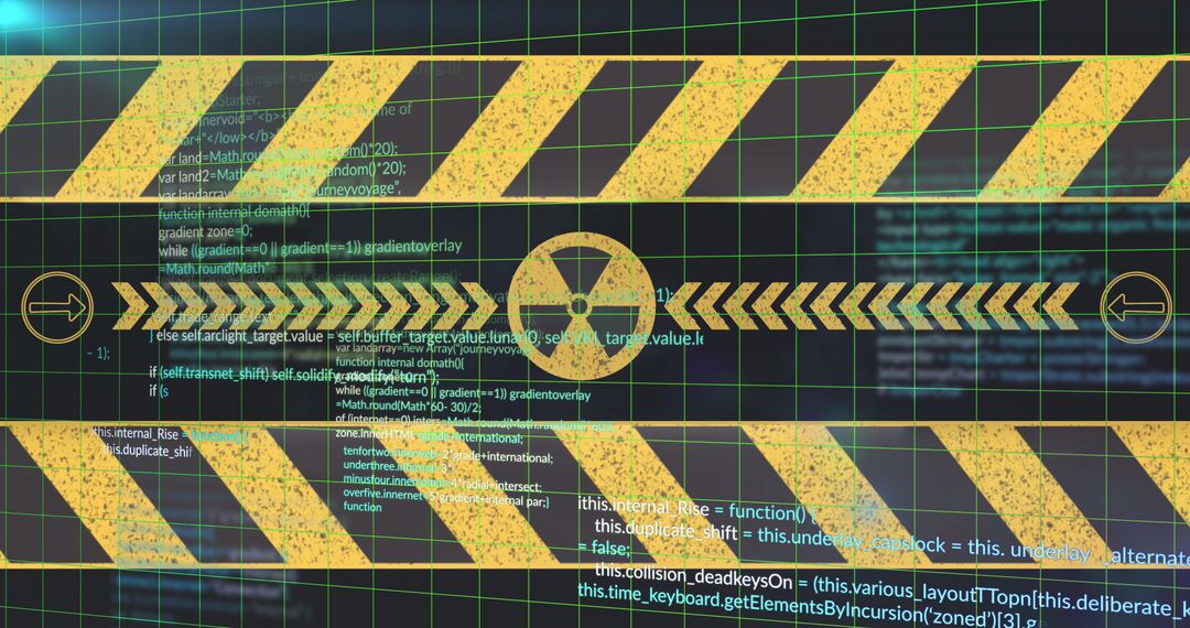 Data Processing with Radioactive Symbol on Black Background