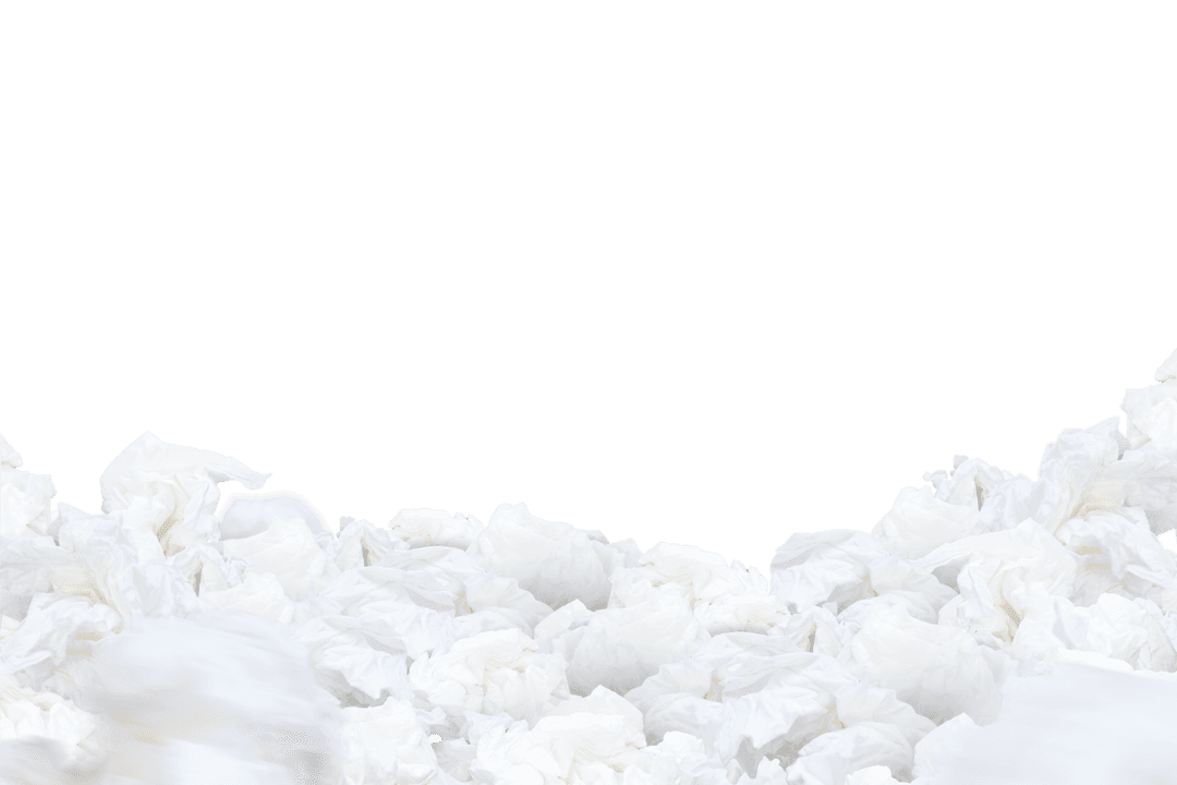 Abstract Crumpled White Paper on Transparent Background