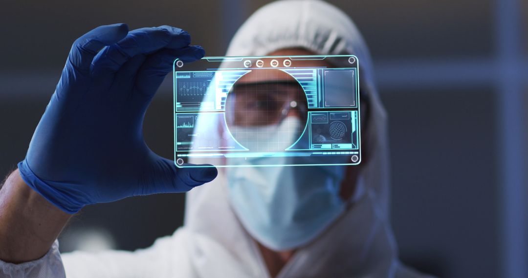 Laboratory Worker Analyzing with Futuristic Digital Technology