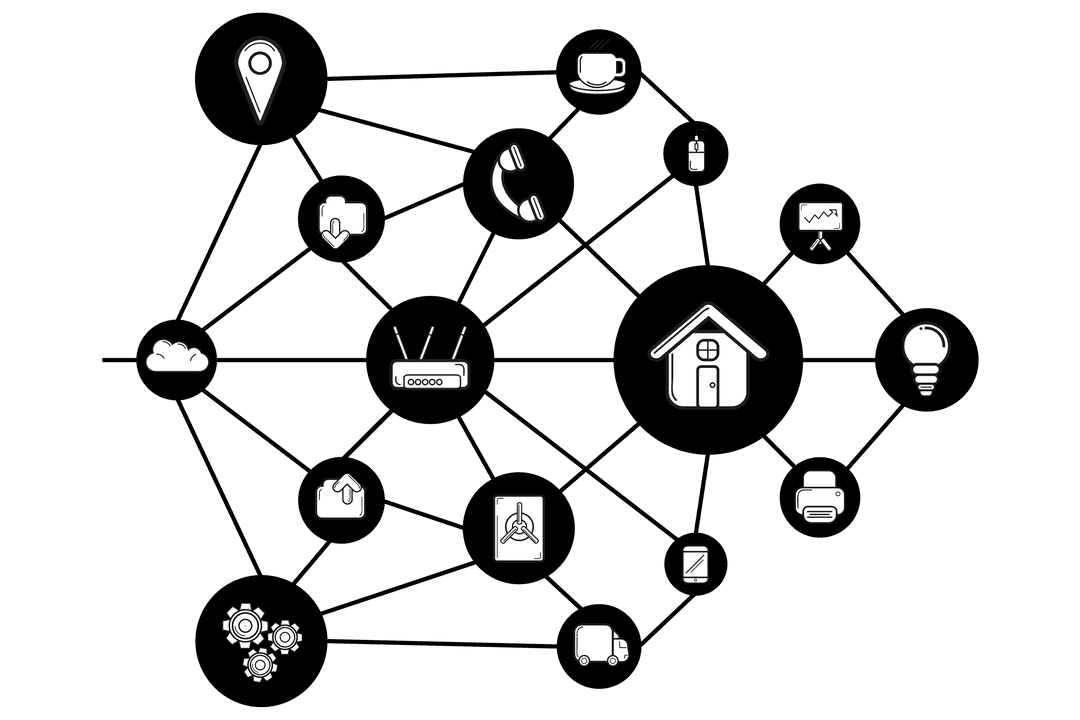 Digital Connection Network with Tech Icons on Transparent Background - Download Free Stock Images Pikwizard.com