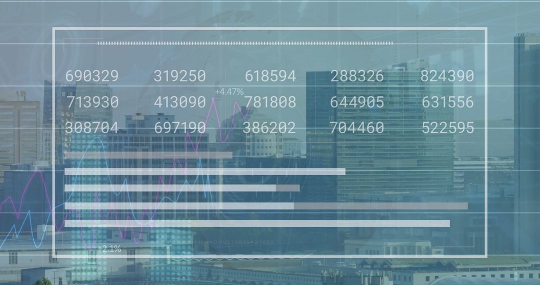 Futuristic Cityscape with Data Interface Overlay