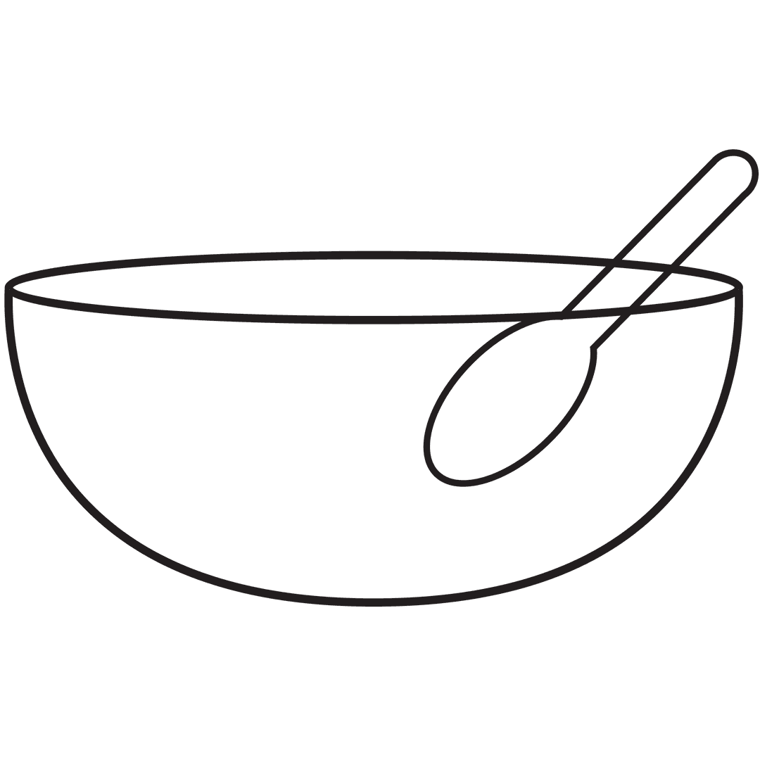 Minimalist Illustration of Spoon in Bowl on Transparent Background